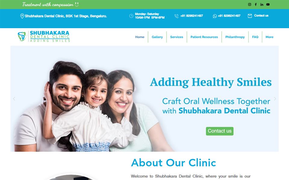 Shubhakara Dental Clinic website designed and built by Codegres
